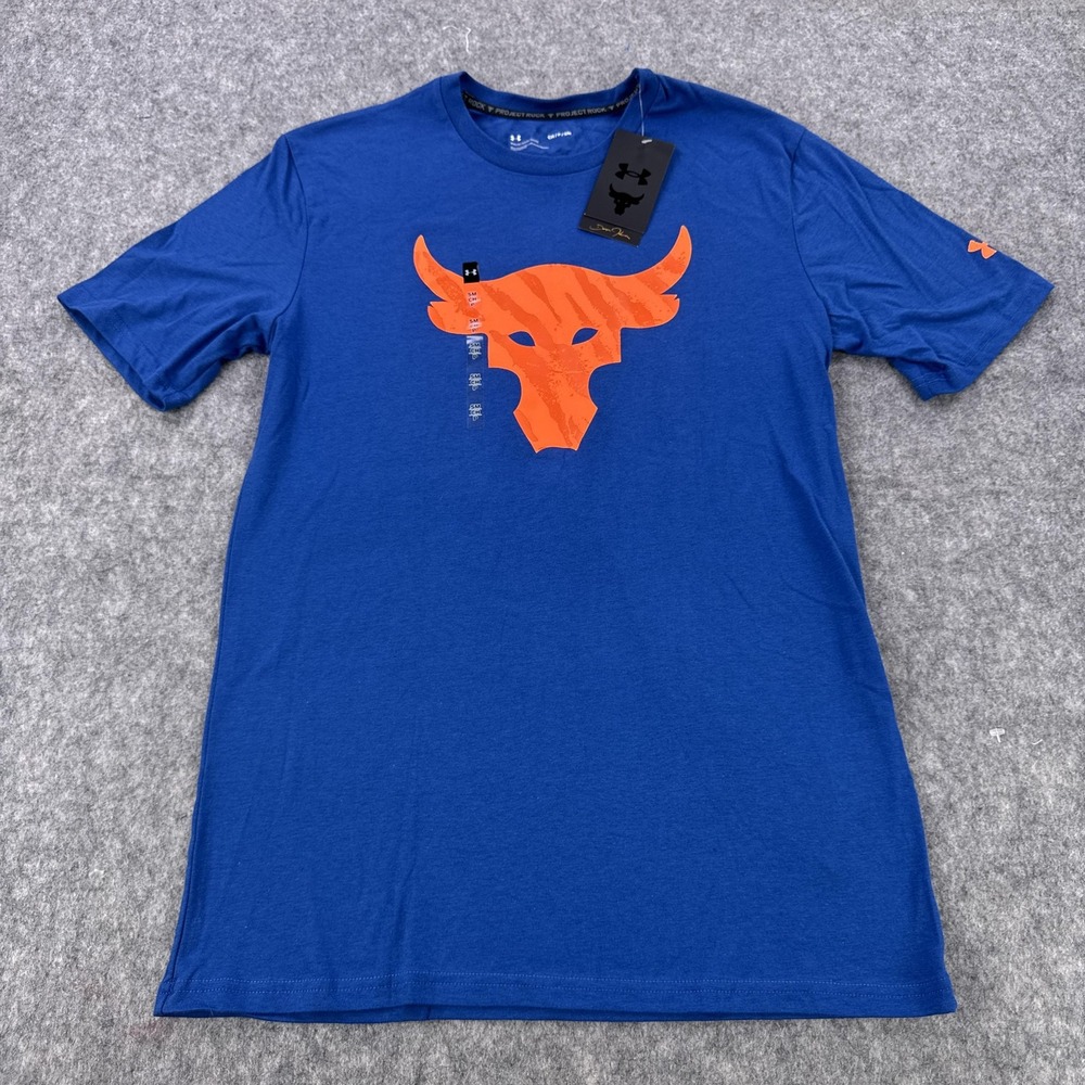 Under Armour Project Rock Shirt Mens Small Brahma Bull Loose Fit Athletic Tee